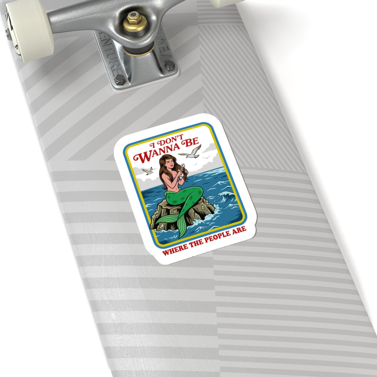 Retro mermaid water bottle decal