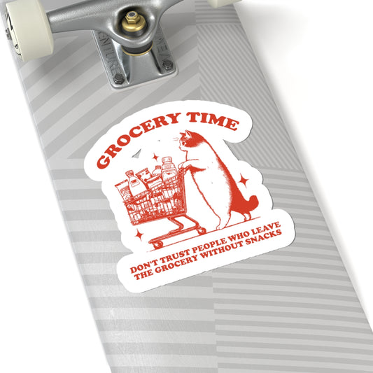 cat shopping cart vinyl sticker illustration