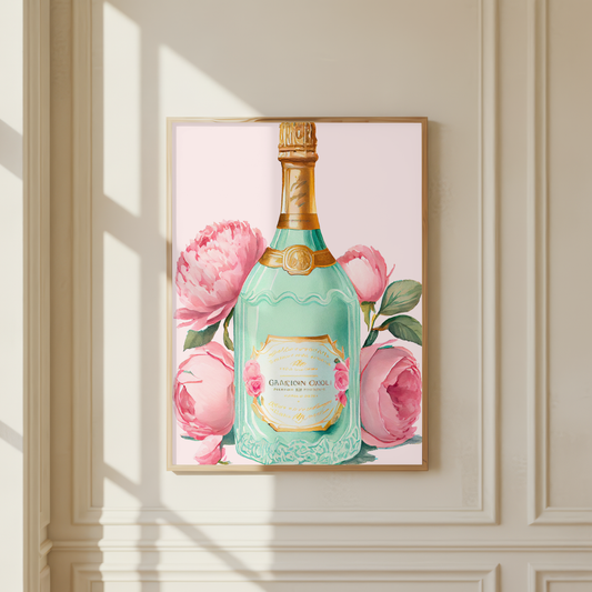 elegant champagne bottle wall decor