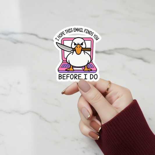 duck holding knife sticker
