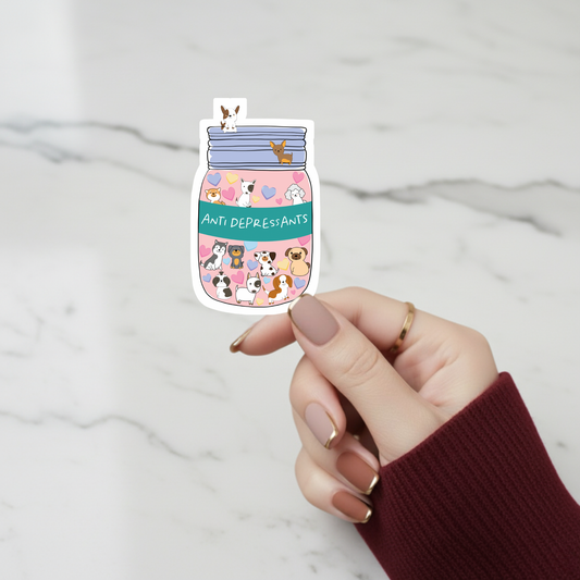 dogs in a jar vinyl sticker