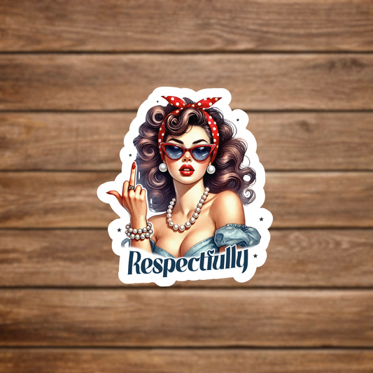 Respectfully Retro Pinup Vinyl Sticker