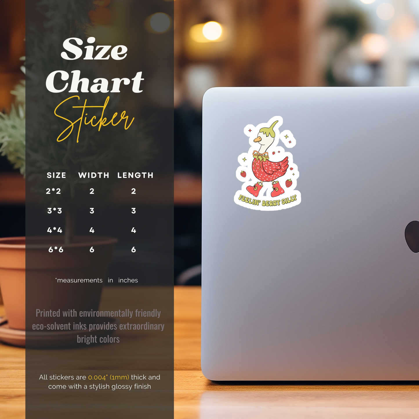 Strawberry goose vinyl sticker for laptop