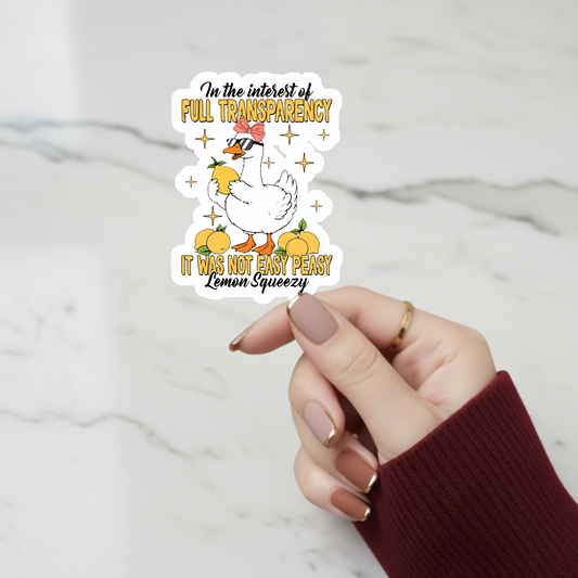 goose holding lemon vinyl sticker