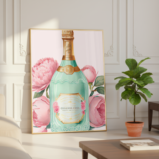 champagne bottle printable wall art