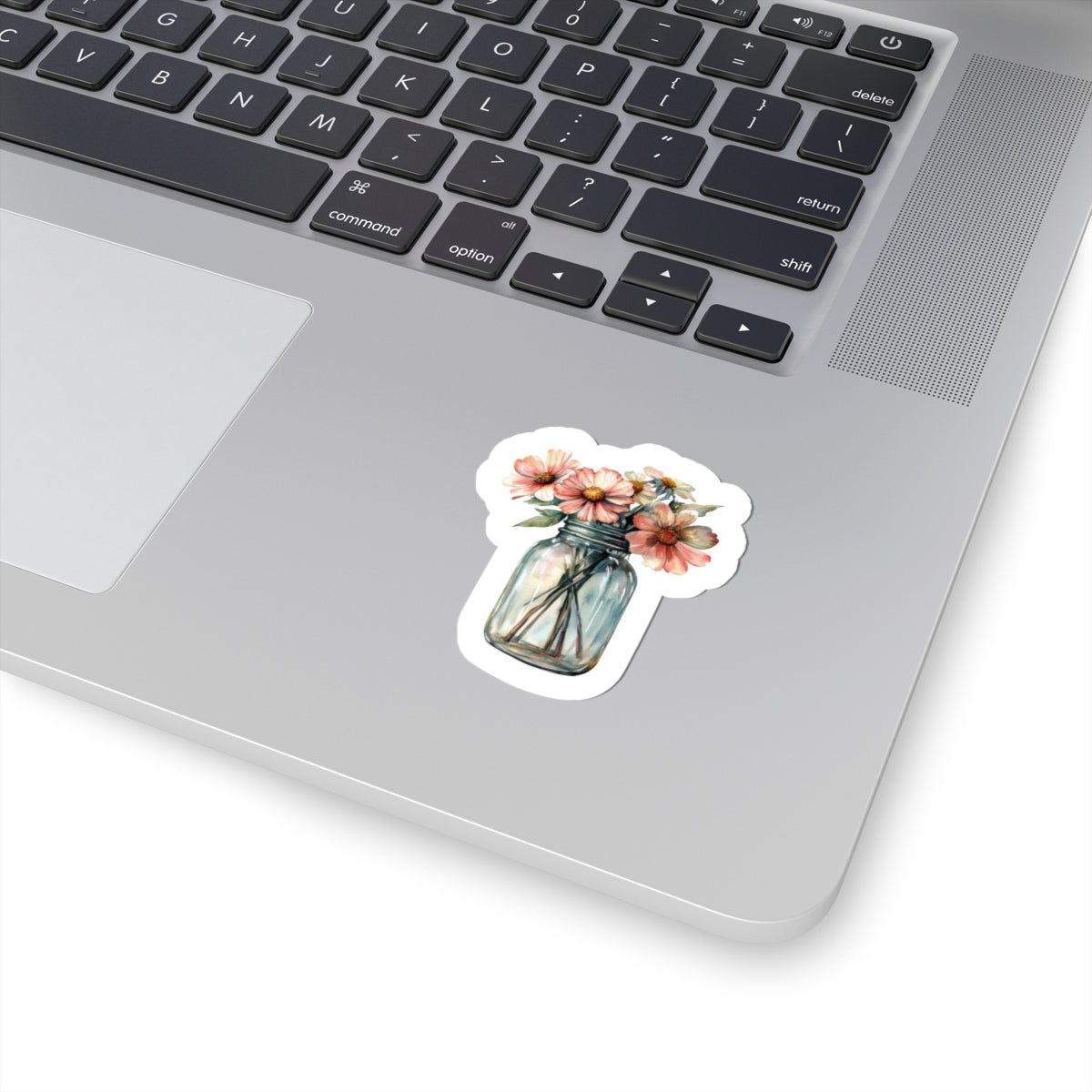 Rustic Wildflower Mason Jar Vinyl Sticker
