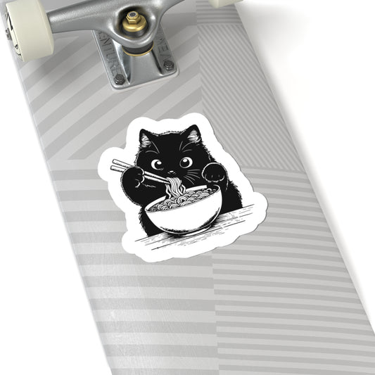 cat with chopsticks ramen sticker