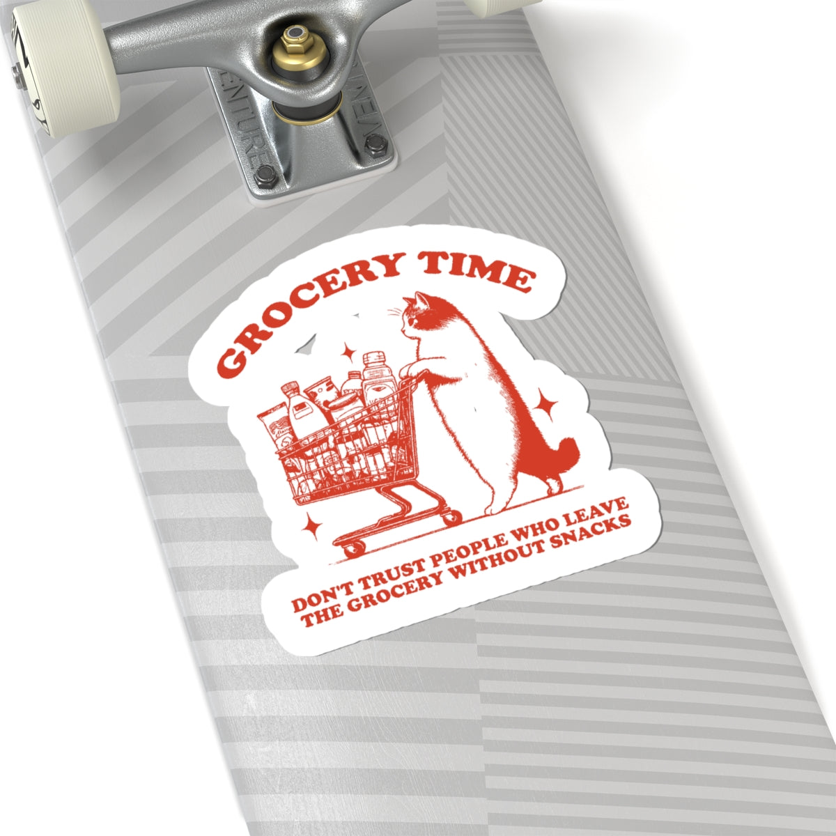 cat shopping cart vinyl sticker illustration