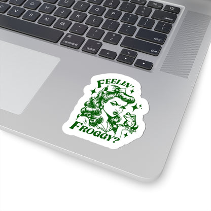 Retro Woman Frog Sticker Feelin Froggy