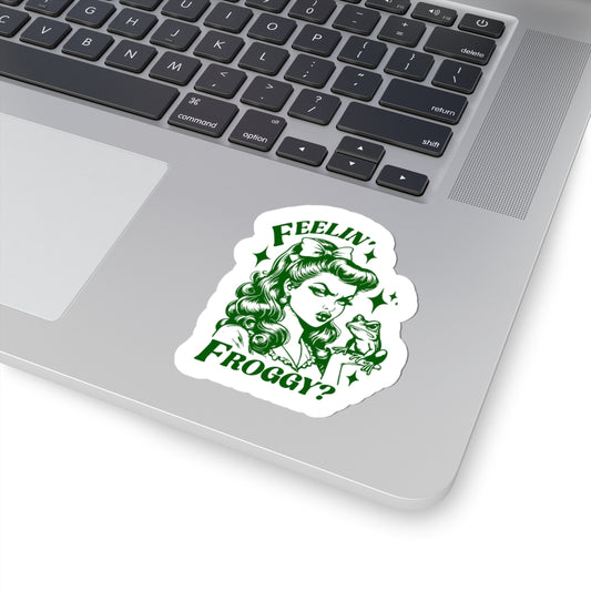 Retro Woman Frog Sticker Feelin Froggy