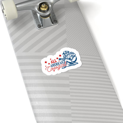 red white blue cowgirl decal