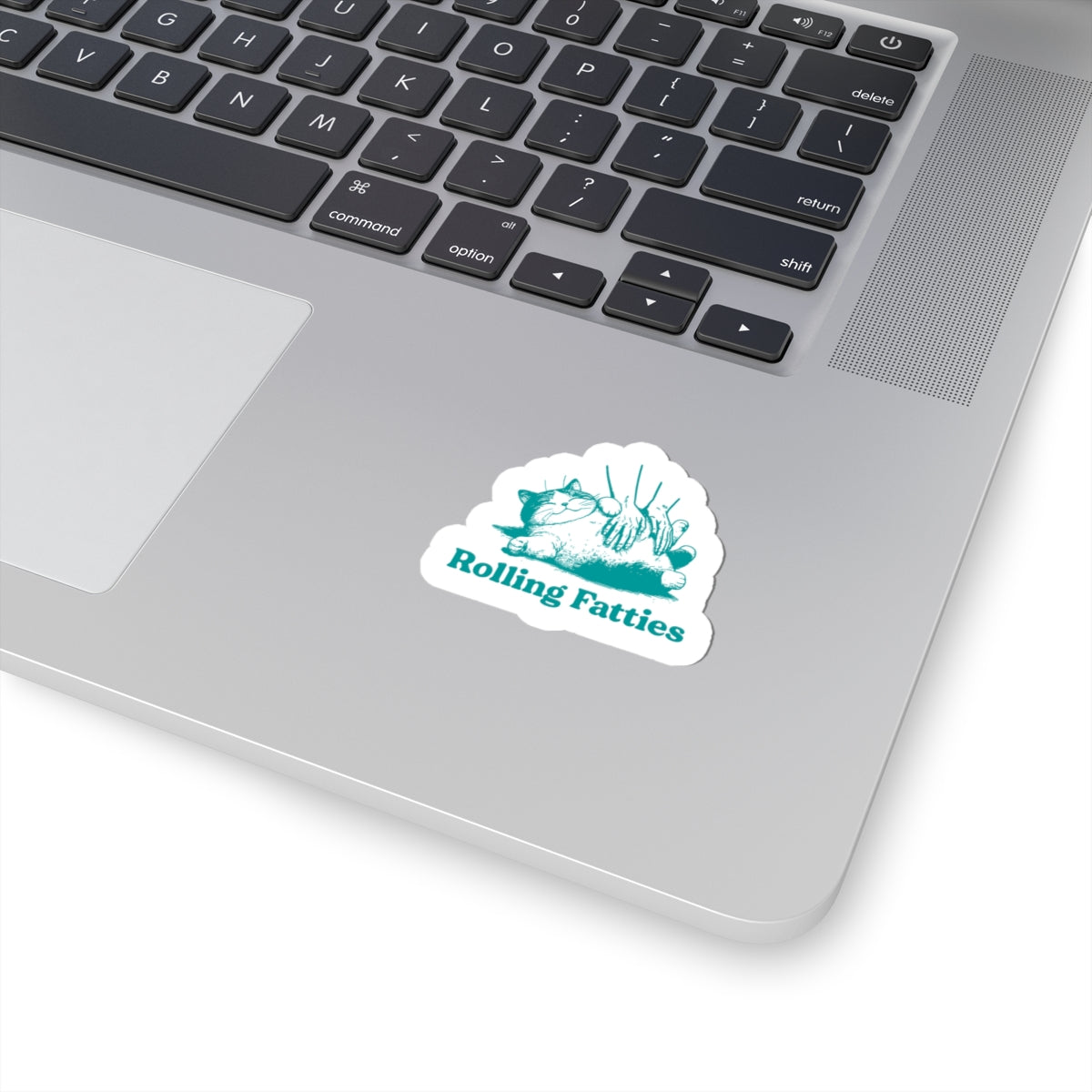 cat sticker for laptop teal