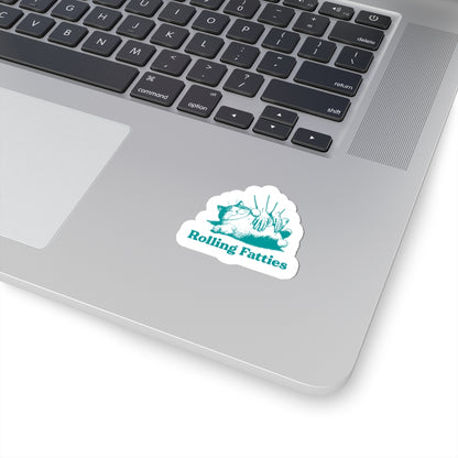 cat sticker for laptop teal