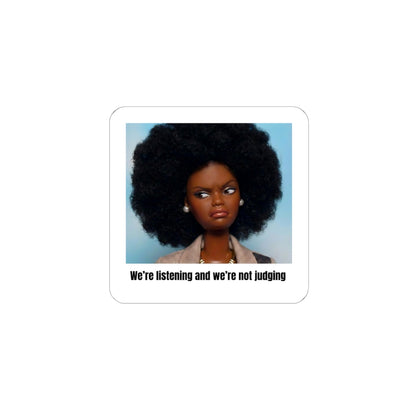 We’re Listening Not Judging Afro Puff Reaction Sticker