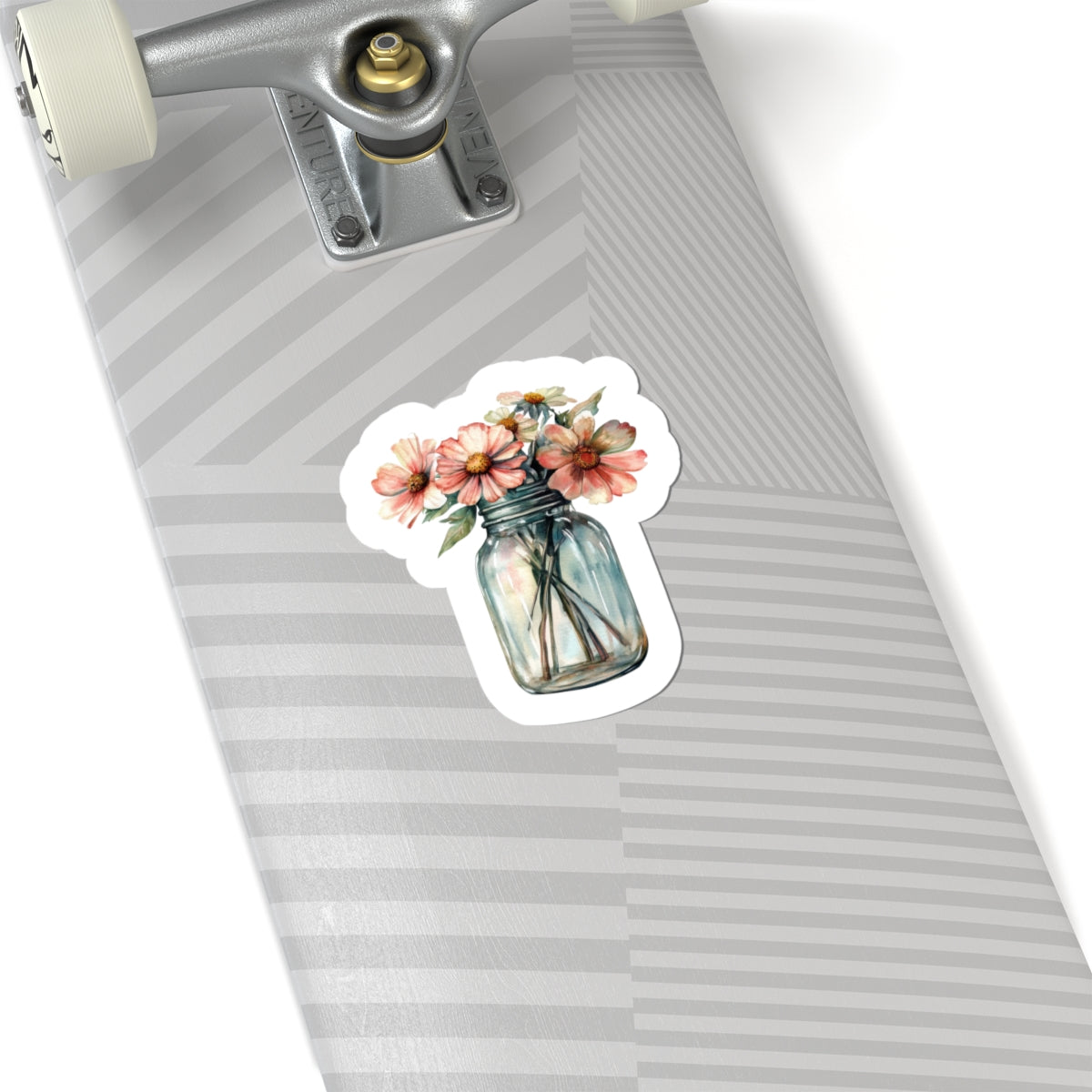 Rustic Wildflower Mason Jar Vinyl Sticker