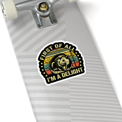 First Of All opossum sticker decal for a skateboard