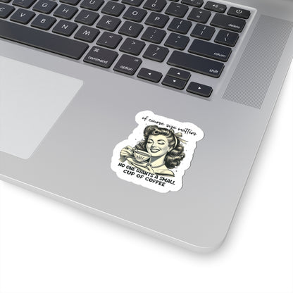 vintage woman holding coffee cup sticker