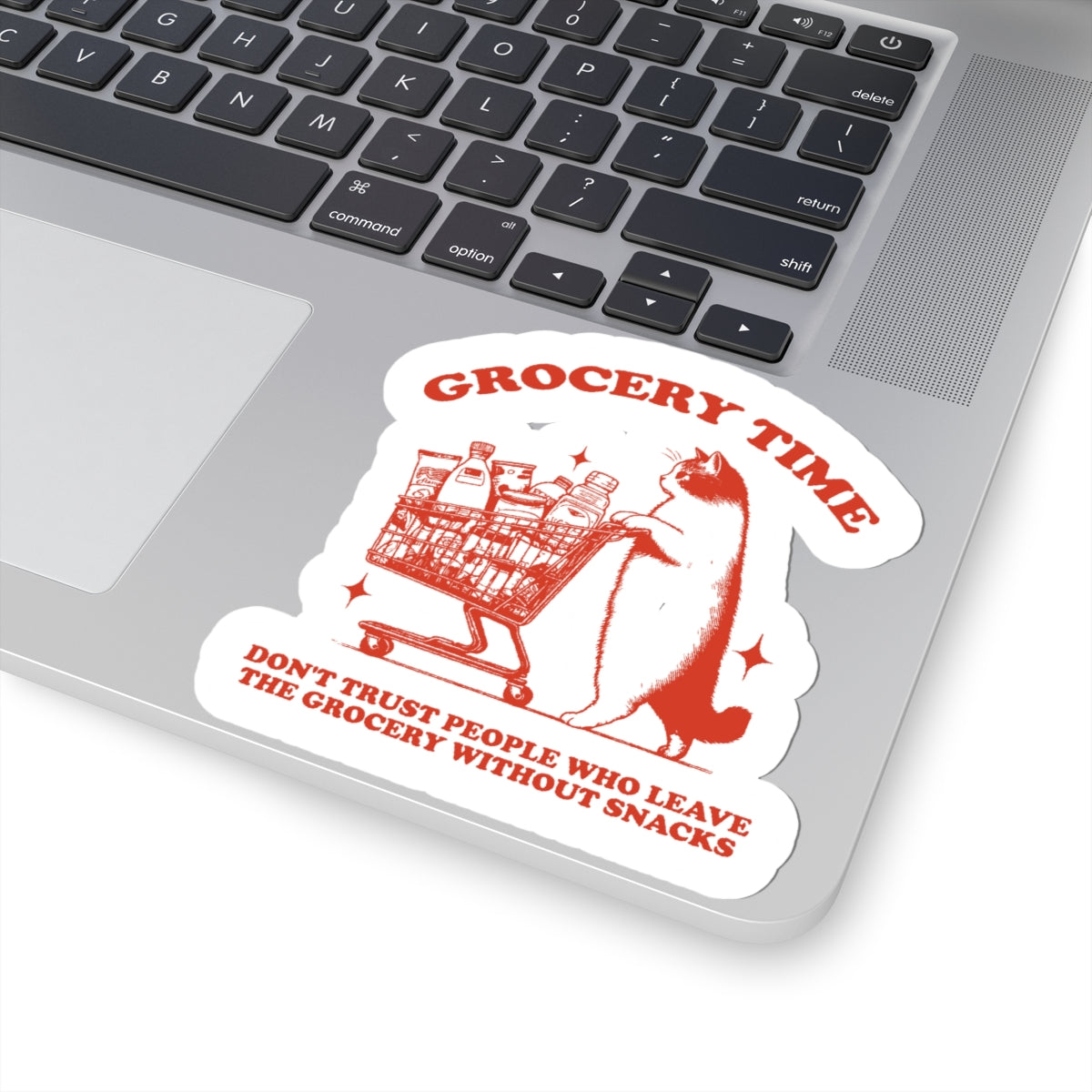 grocery cat vinyl sticker with snack quote