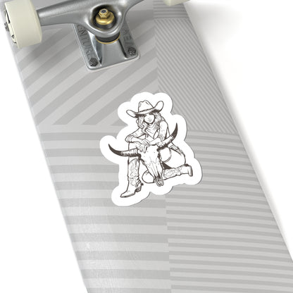 Western Cowgirl Skull Sticker Decal