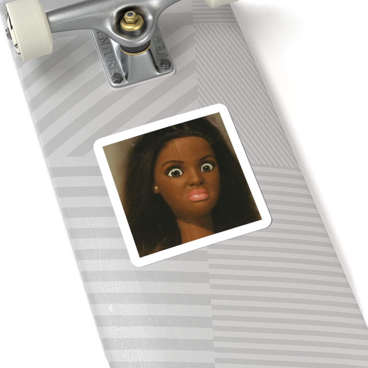Expressive doll face kiss-cut sticker