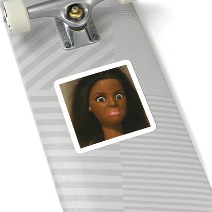 Expressive doll face kiss-cut sticker