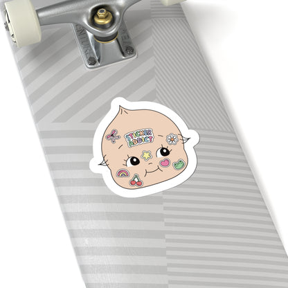 kawaii face sticker addict decal