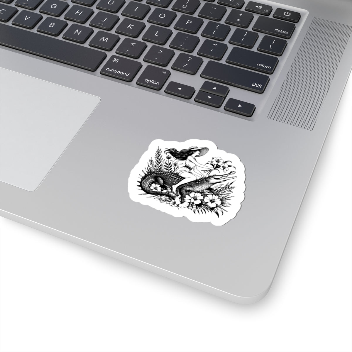 vintage crocodile illustration sticker