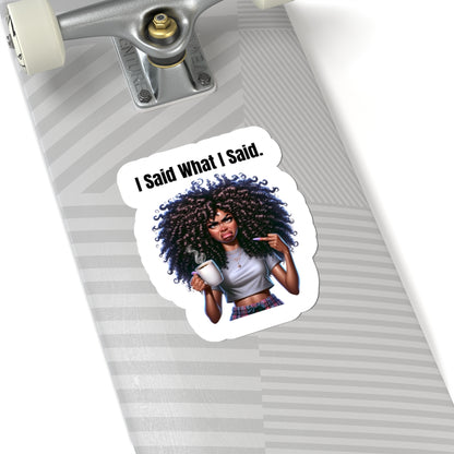 black woman coffee humor sticker