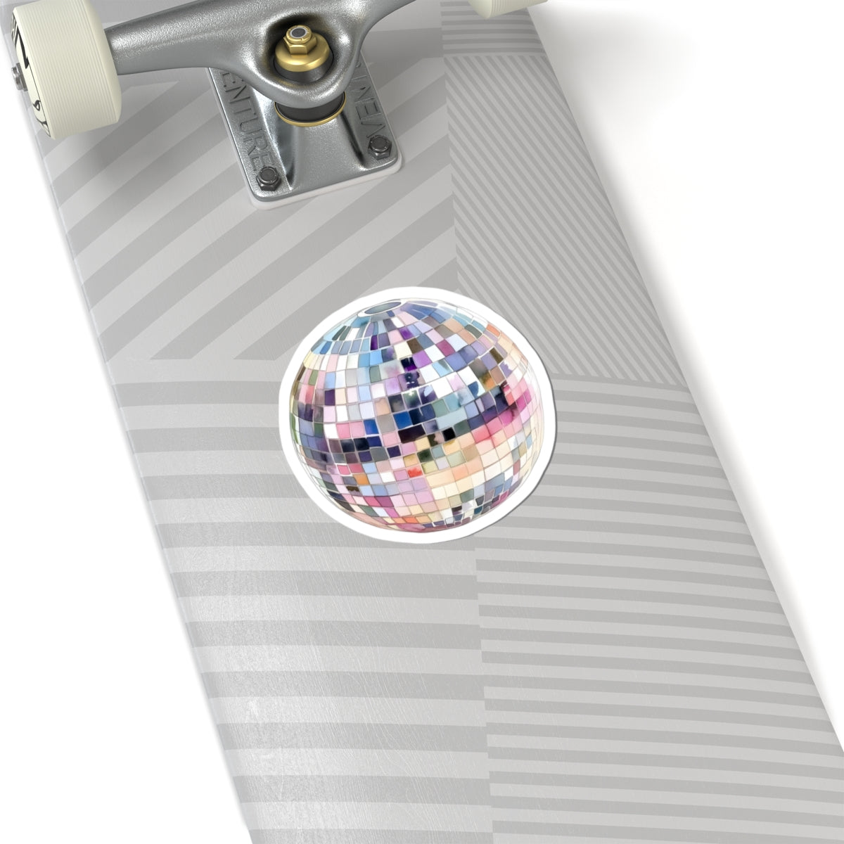 Pastel disco ball sticker for skateboard