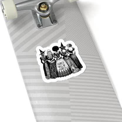 witch friendship sticker black and white vinyl decal