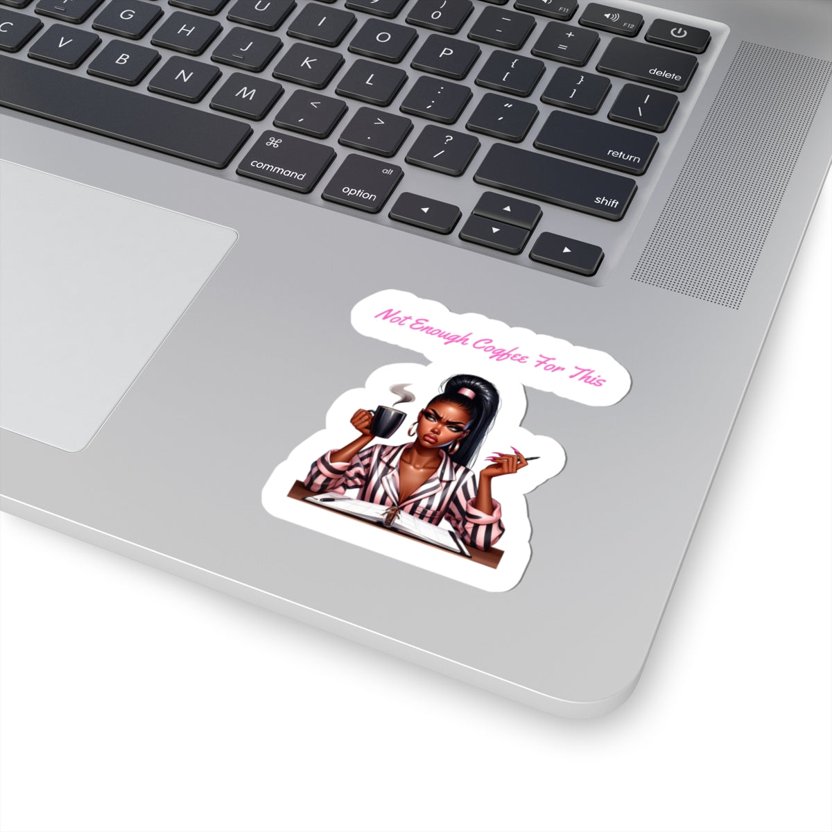 pink laptop coffee sticker