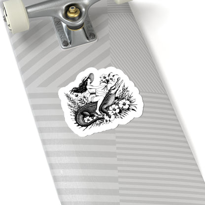 black and white crocodile art
