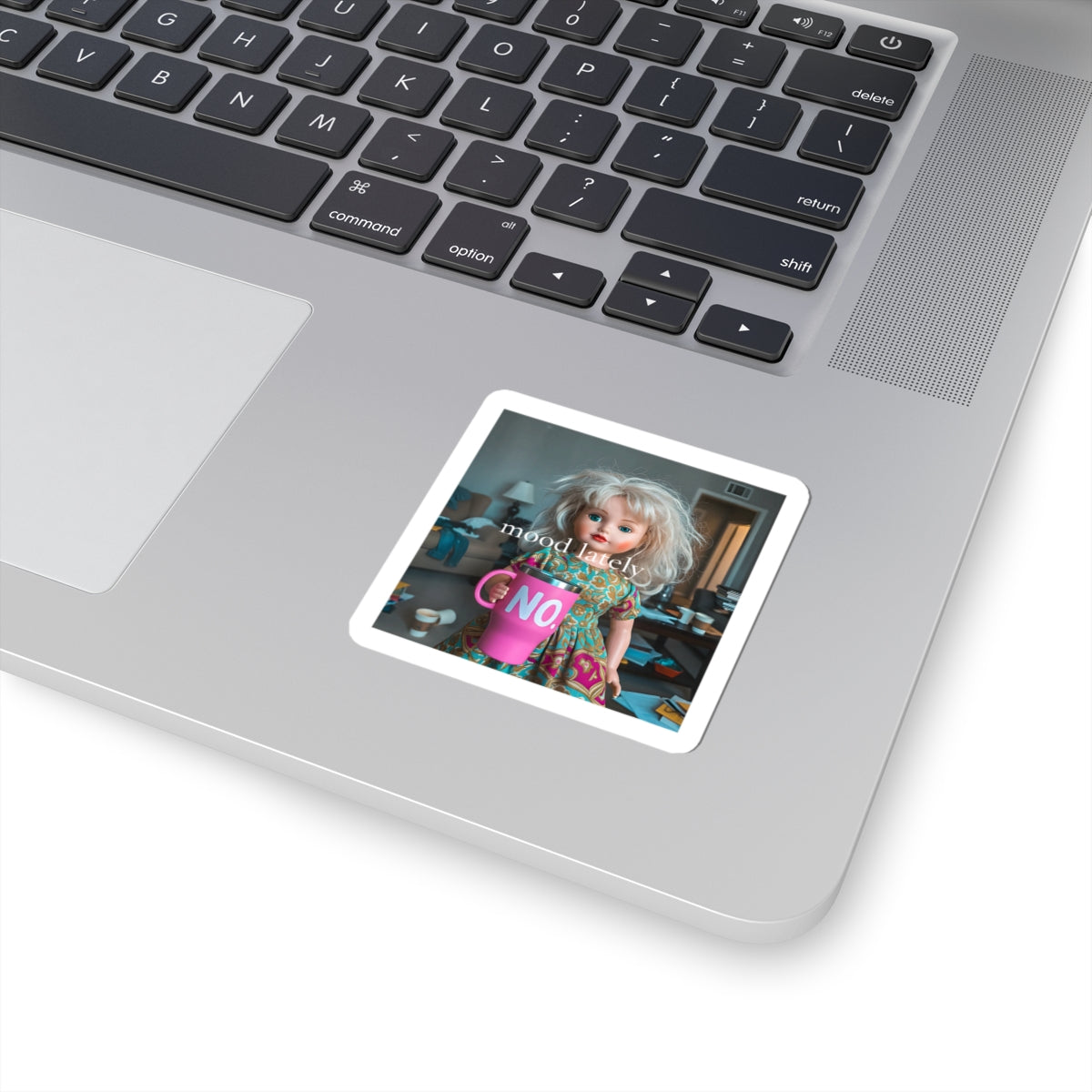 Distressed doll aesthetic laptop sticker