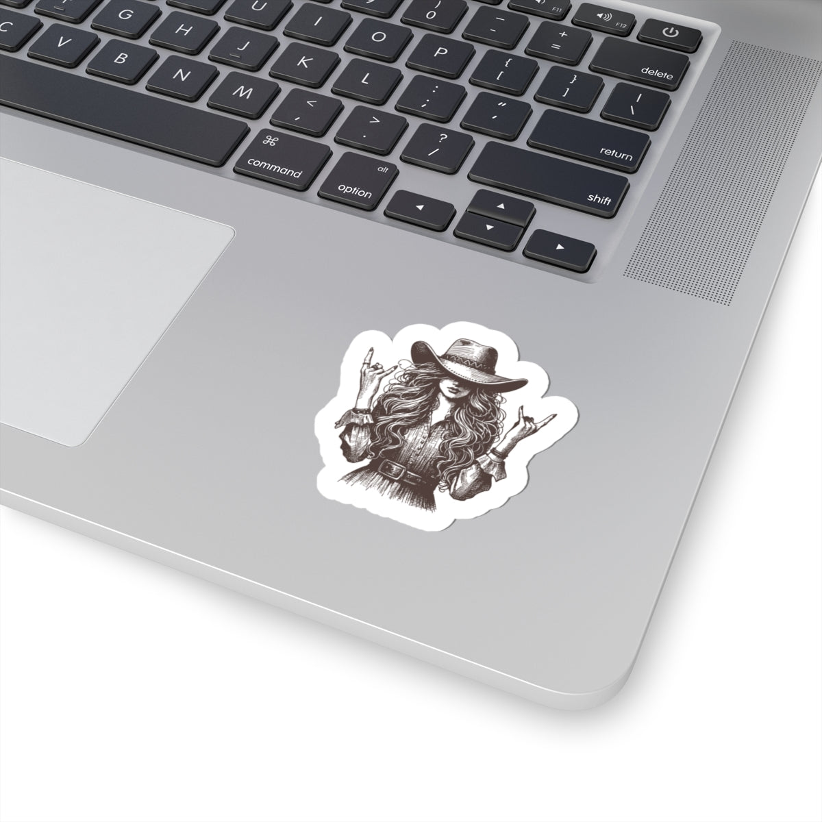 sepia country rock cowgirl sticker