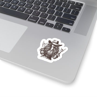sepia country rock cowgirl sticker