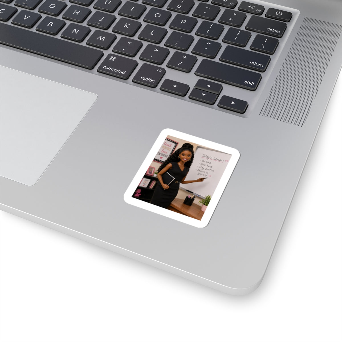 Black Woman Teacher Vinyl Decal for Laptop