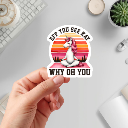 unicorn meditation sticker with saying