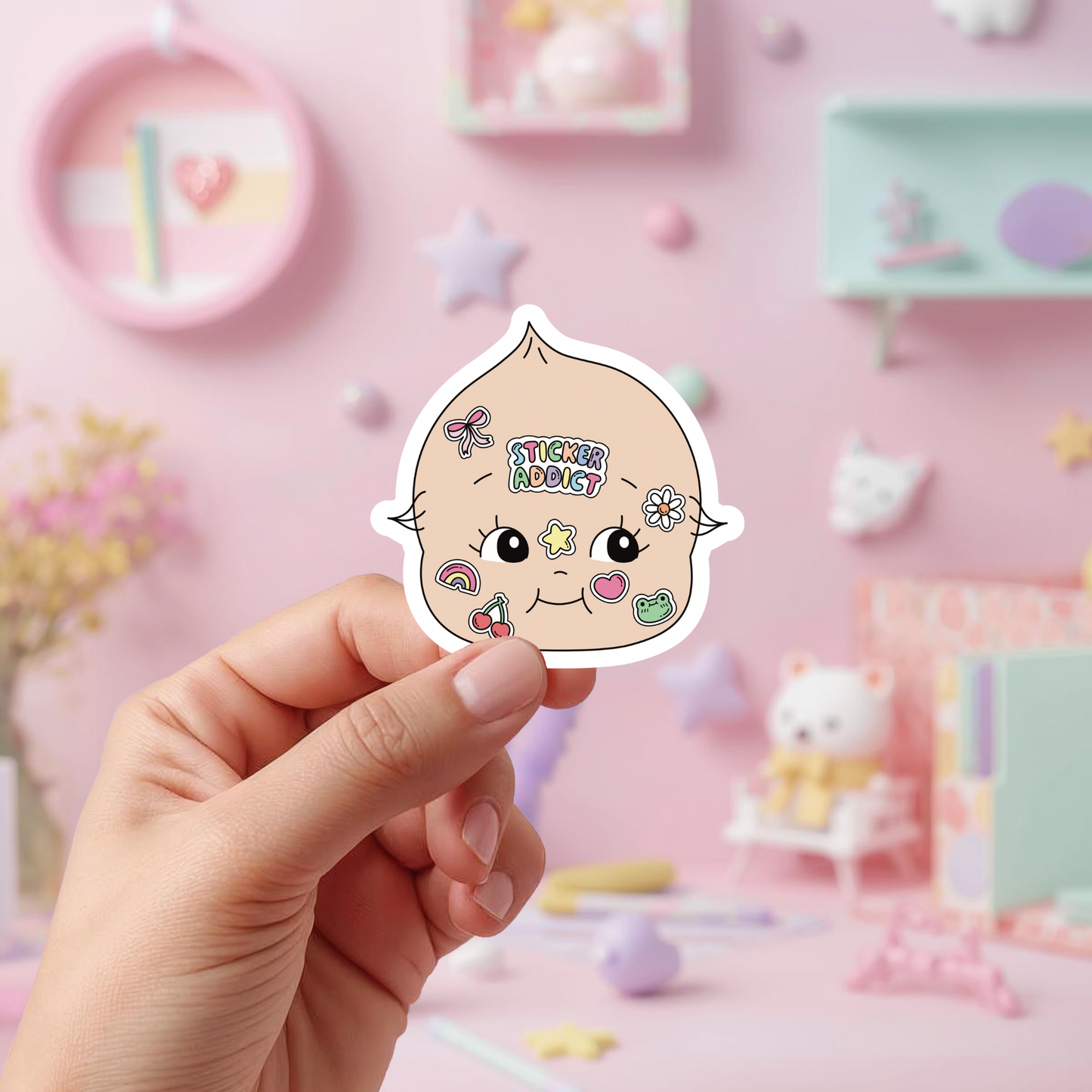 sticker addict pastel face sticker