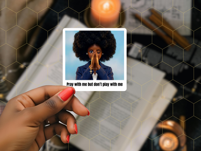 One Eye Open Prayer Doll Sticker