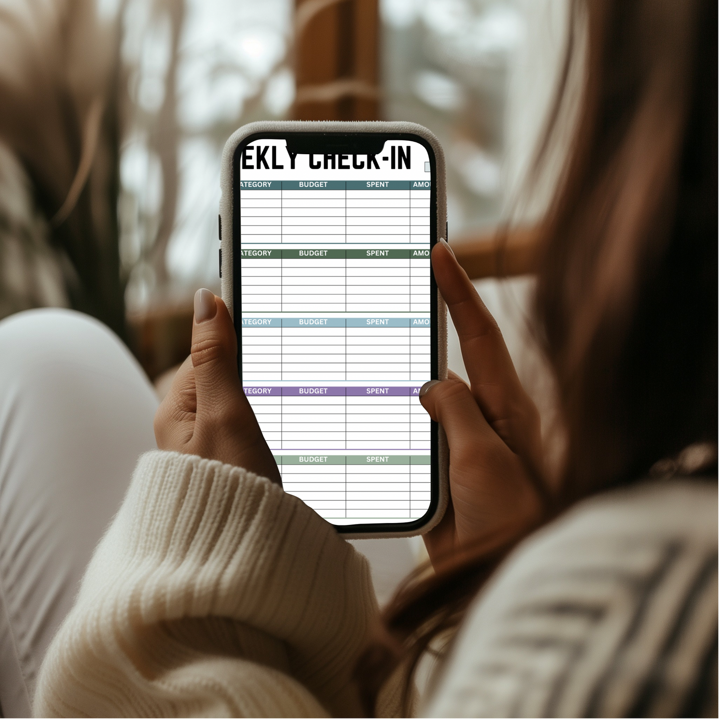 Weekly check-in budgeting page for money management and planning