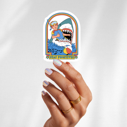 stay positive shark sticker