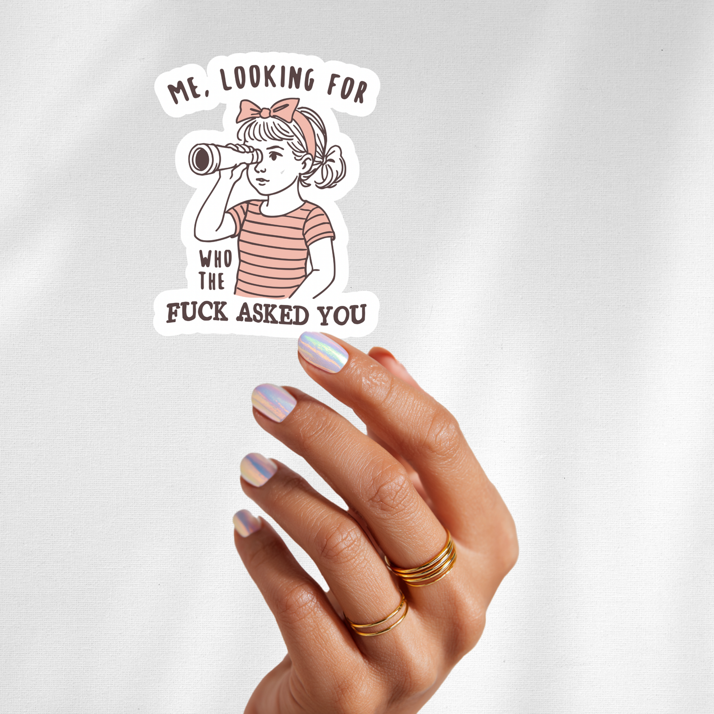 me looking for who asked sticker