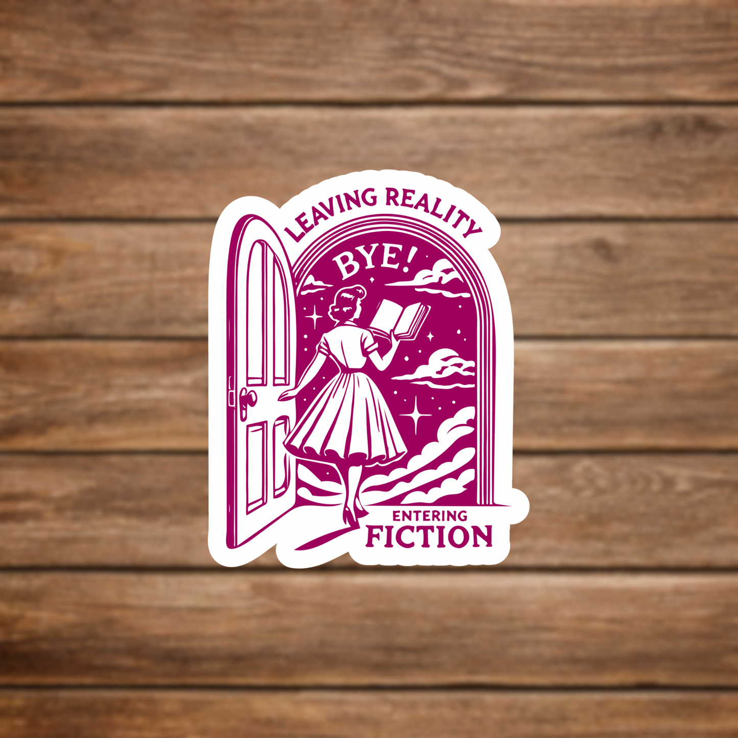 pink book lover sticker decal