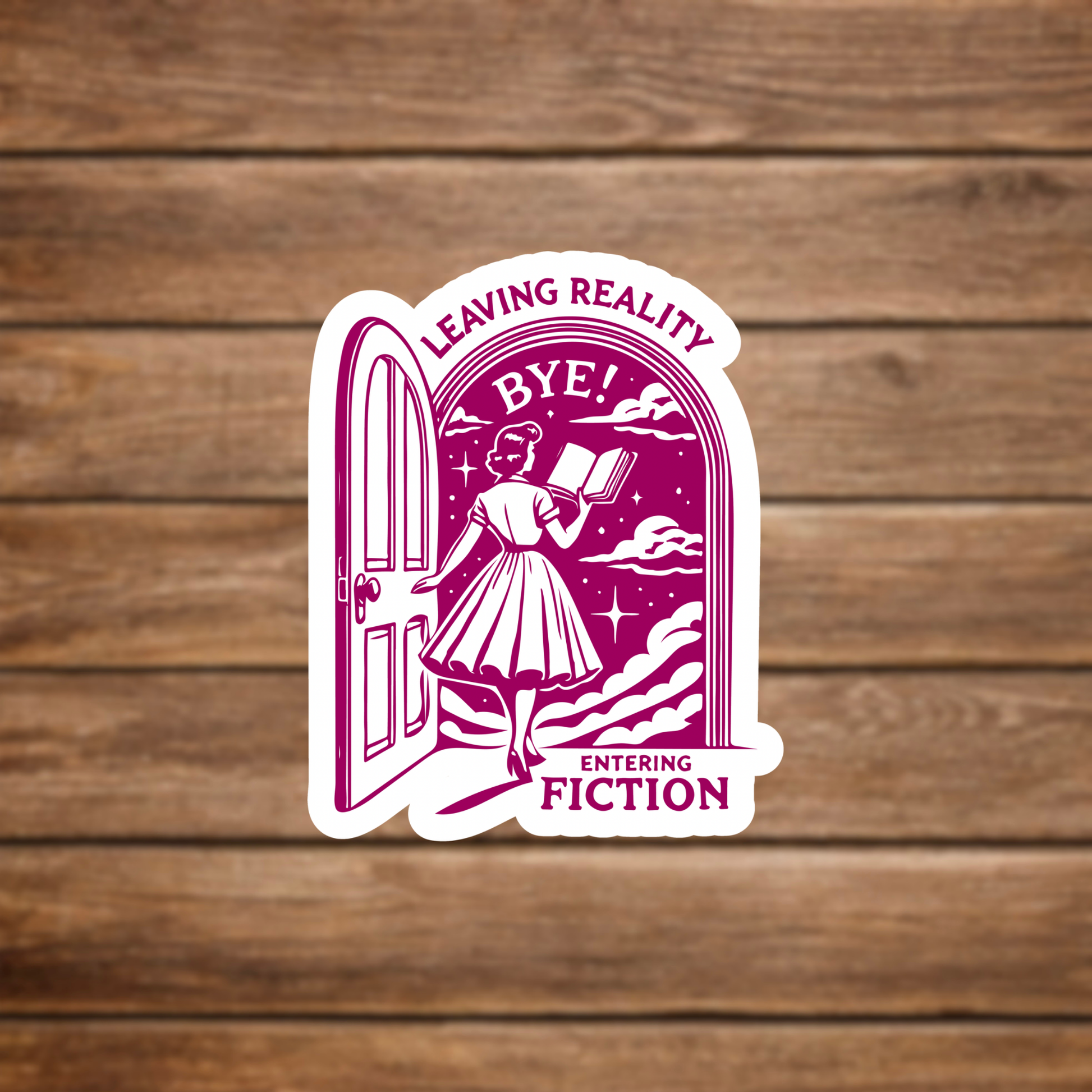 pink book lover sticker decal