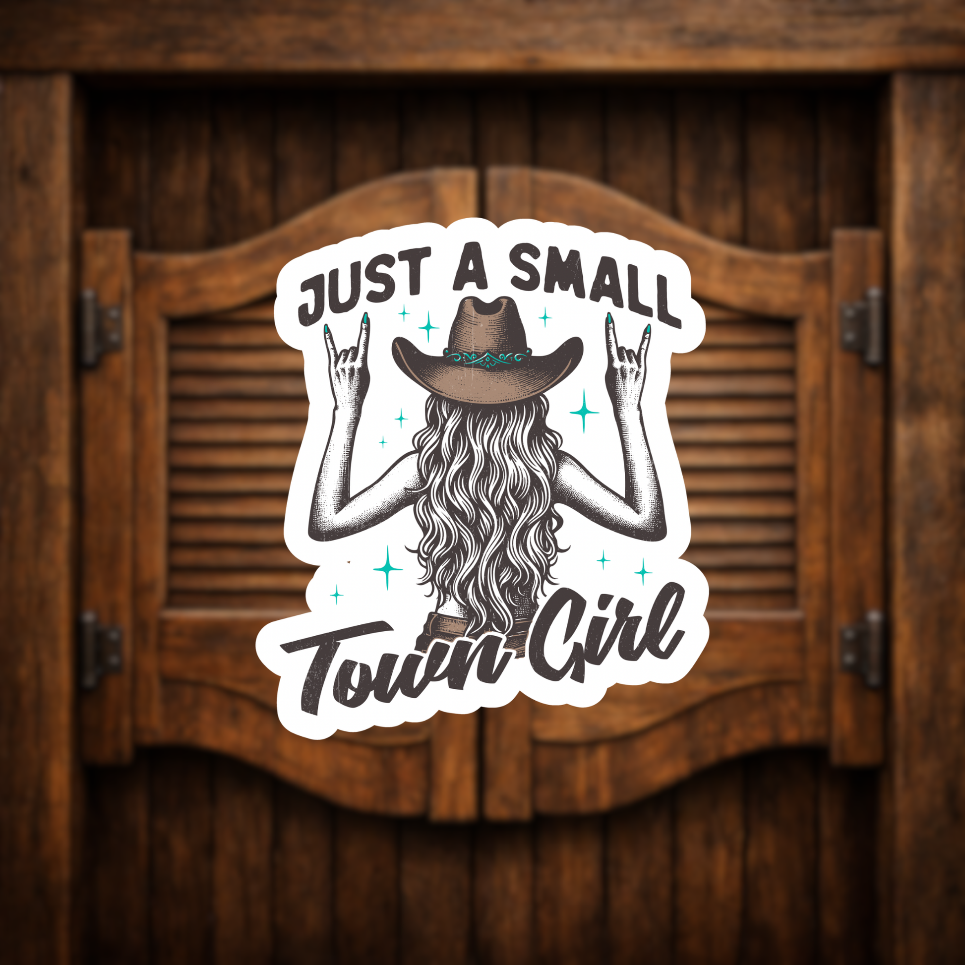 small town girl brown western sticker