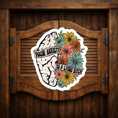 anxiety brain floral sticker decal