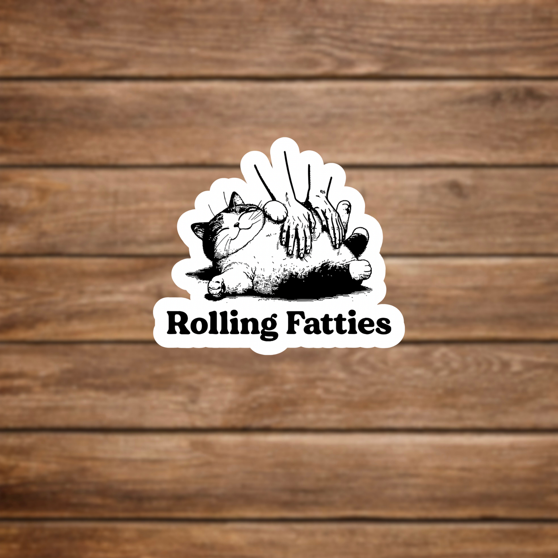 cat belly rub sticker black design