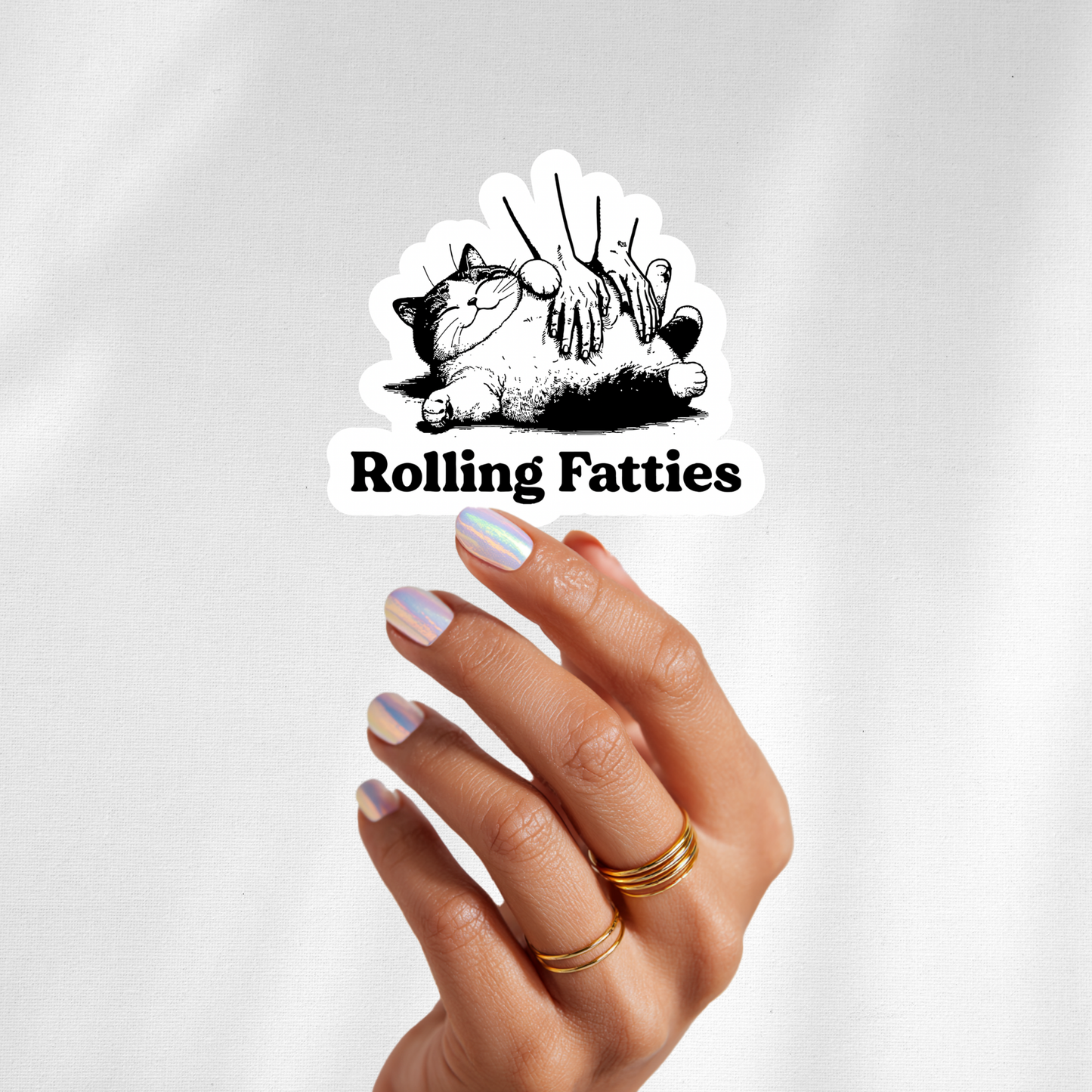 rolling fatties black cat sticker