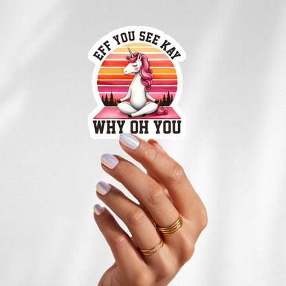 why oh you unicorn sticker retro sunset