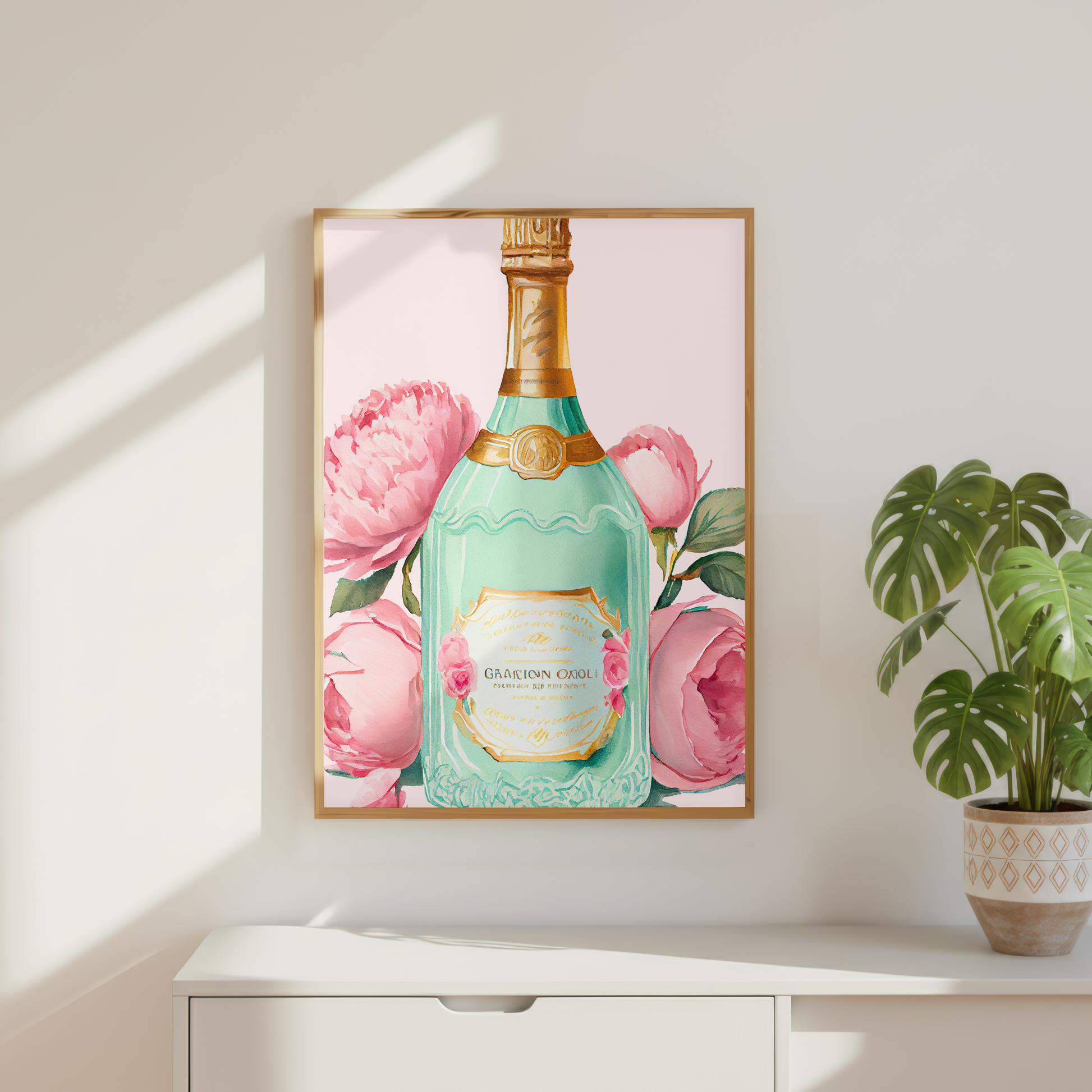 champagne bottle printable art download